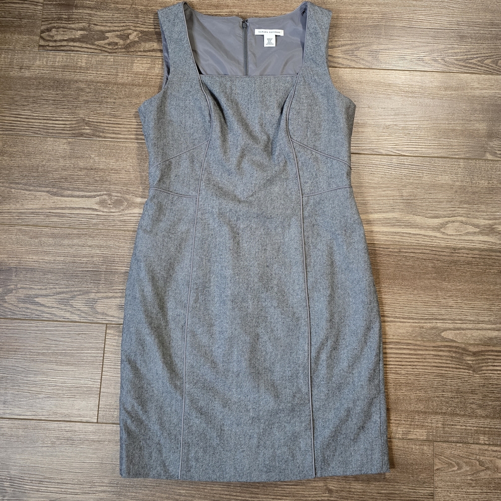 BANANA REPUBLIC Dress Womens 12P Gray Wool Blend Academia Corporate Minimalist